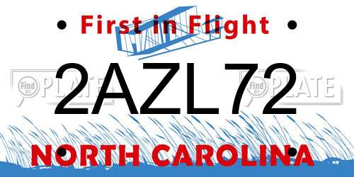 2AZL72 North Carolina License Plate