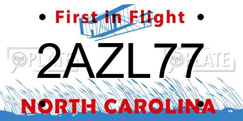 2AZL77 North Carolina License Plate