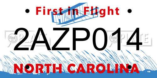 2AZP014 North Carolina License Plate