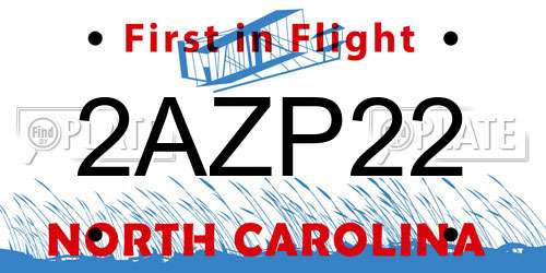 2AZP22 North Carolina License Plate