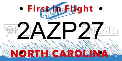 2AZP27 North Carolina License Plate