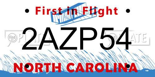 2AZP54 North Carolina License Plate