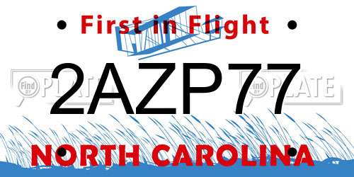 2AZP77 North Carolina License Plate