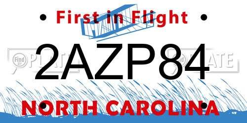 2AZP84 North Carolina License Plate