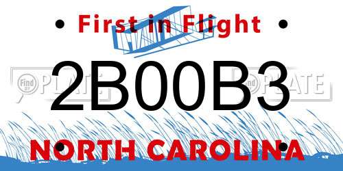 2B00B3 North Carolina License Plate