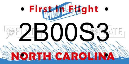 2B00S3 North Carolina License Plate