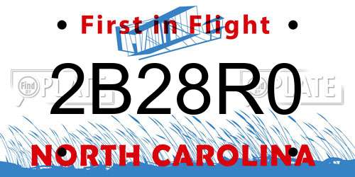 2B28R0 North Carolina License Plate