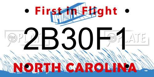 2B30F1 North Carolina License Plate