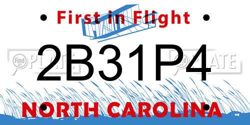 2B31P4 North Carolina License Plate