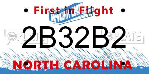 2B32B2 North Carolina License Plate