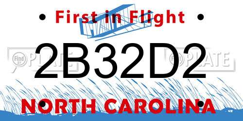 2B32D2 North Carolina License Plate