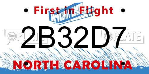 2B32D7 North Carolina License Plate