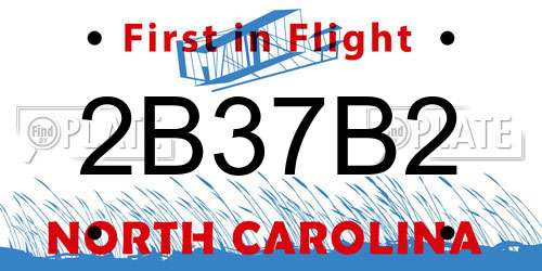 2B37B2 North Carolina License Plate