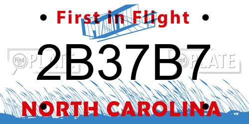 2B37B7 North Carolina License Plate