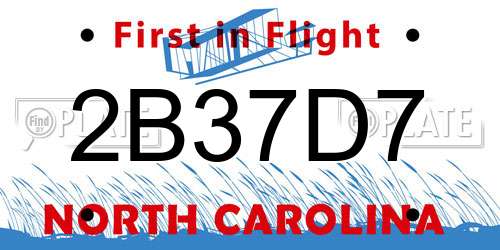 2B37D7 North Carolina License Plate