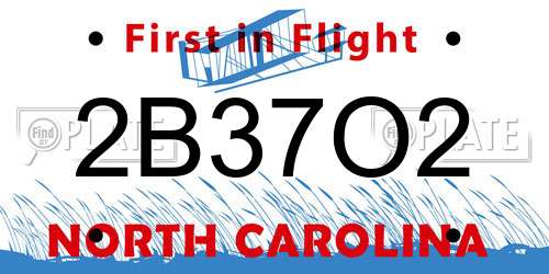 2B37O2 North Carolina License Plate