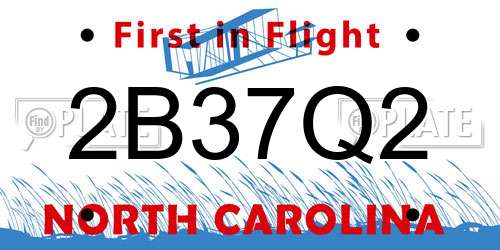 2B37Q2 North Carolina License Plate