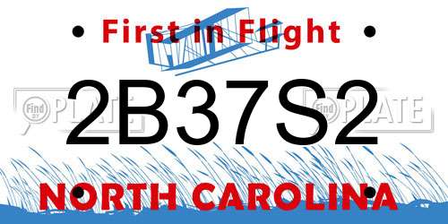 2B37S2 North Carolina License Plate