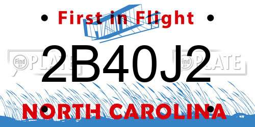 2B40J2 North Carolina License Plate