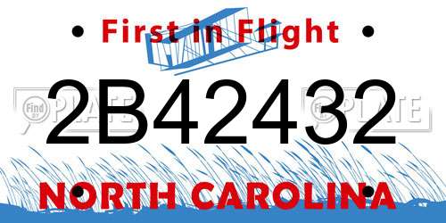 2B42432 North Carolina License Plate