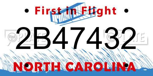 2B47432 North Carolina License Plate