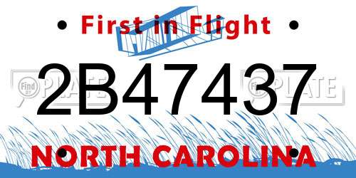 2B47437 North Carolina License Plate