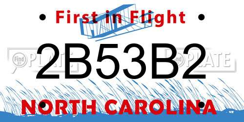 2B53B2 North Carolina License Plate