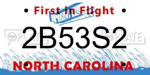 2B53S2 North Carolina License Plate