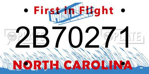 2B70271 North Carolina License Plate