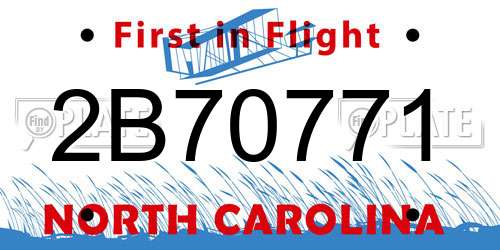 2B70771 North Carolina License Plate