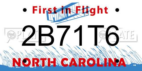 2B71T6 North Carolina License Plate