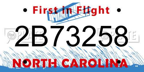 2B73258 North Carolina License Plate