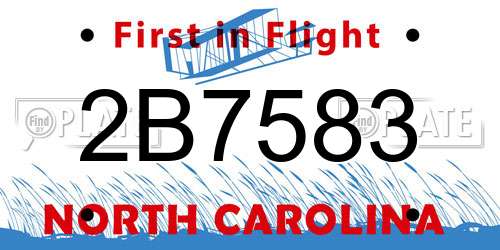 2B7583 North Carolina License Plate