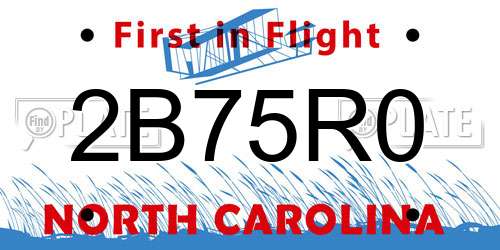 2B75R0 North Carolina License Plate