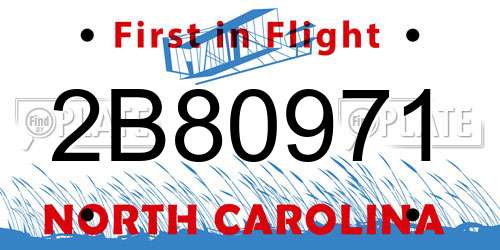 2B80971 North Carolina License Plate