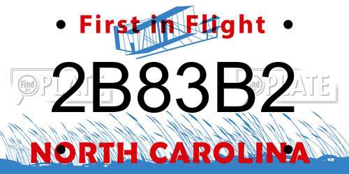 2B83B2 North Carolina License Plate