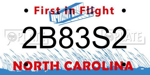 2B83S2 North Carolina License Plate