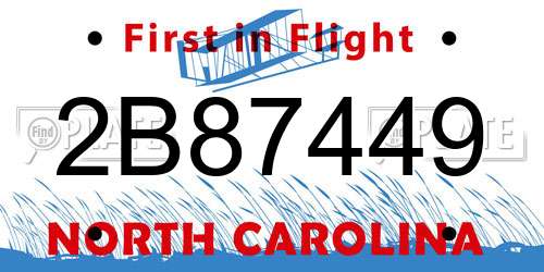 2B87449 North Carolina License Plate