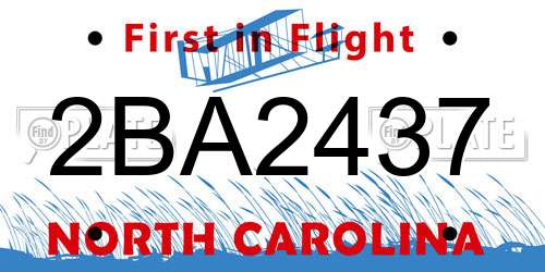 2BA2437 North Carolina License Plate