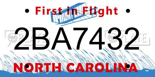 2BA7432 North Carolina License Plate