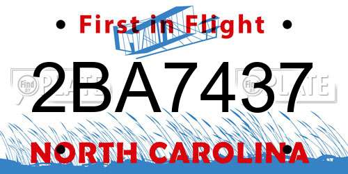 2BA7437 North Carolina License Plate