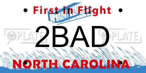 2BAD North Carolina License Plate
