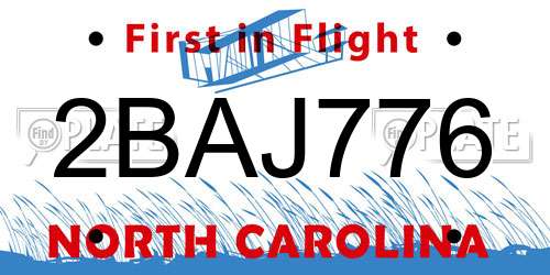 2BAJ776 North Carolina License Plate
