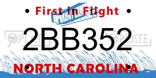 2BB352 North Carolina License Plate