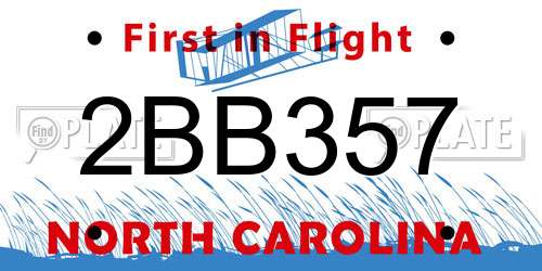 2BB357 North Carolina License Plate