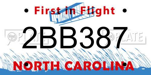 2BB387 North Carolina License Plate