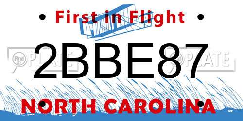 2BBE87 North Carolina License Plate