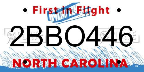 2BBO446 North Carolina License Plate