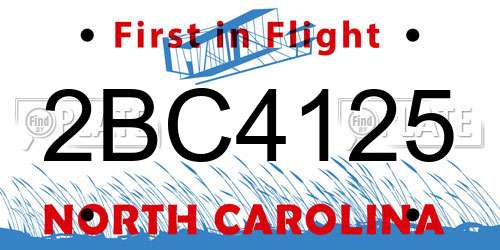 2BC4125 North Carolina License Plate