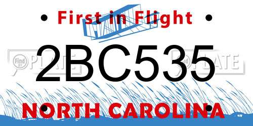 2BC535 North Carolina License Plate